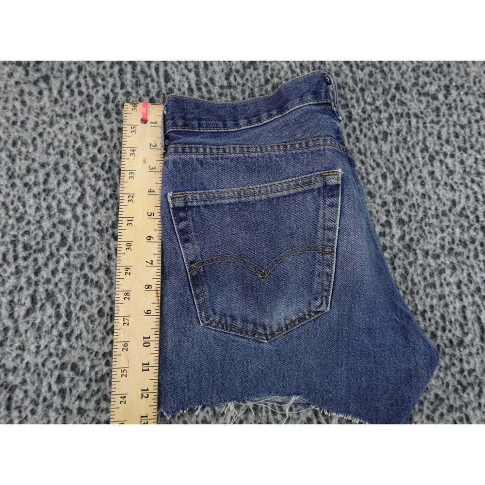 Levis 505 Regular‎ Fit Denim Shorts Mens 32 Blue Good Raw Hem Cutoff Jean Shorts